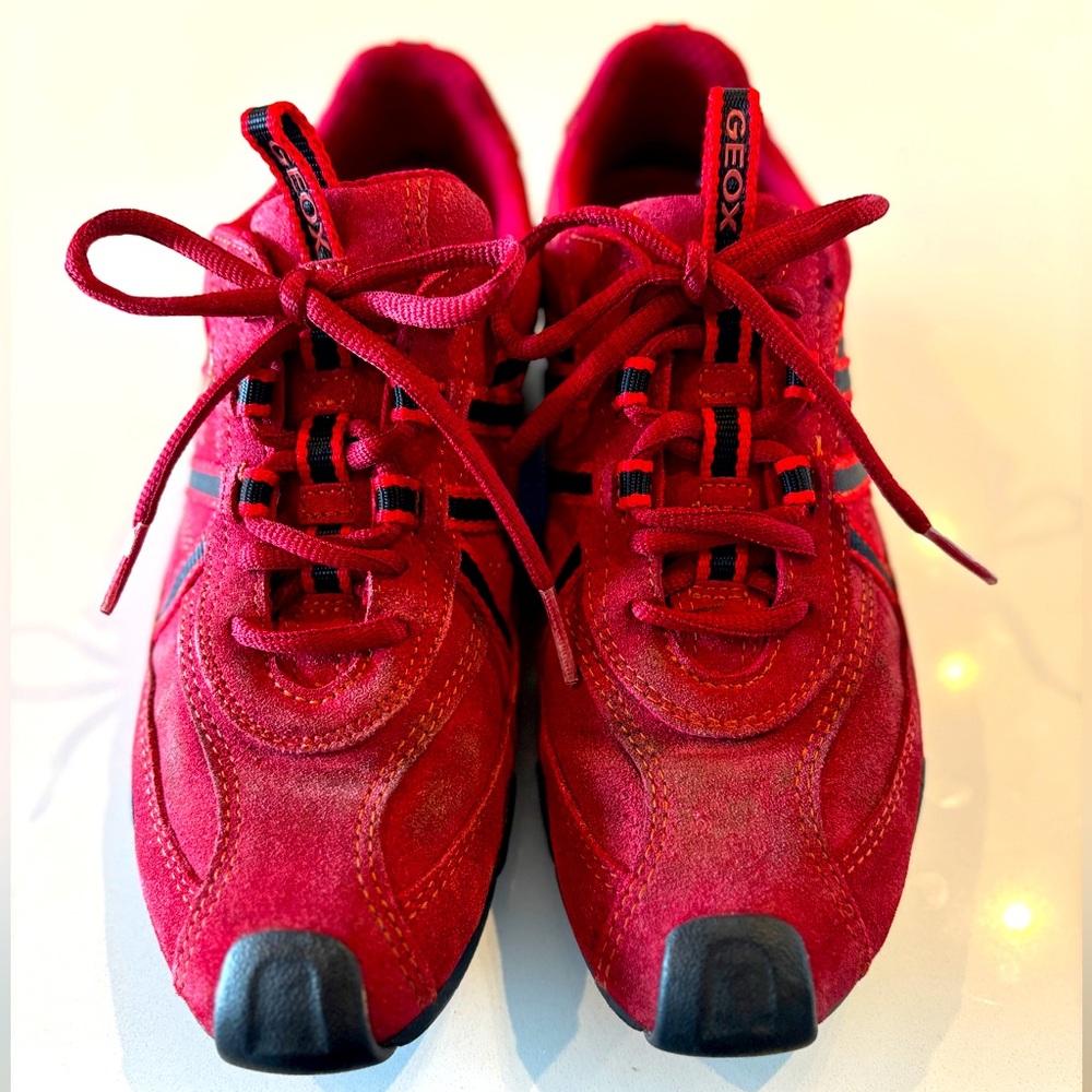 GEOX Respira Red Suede Sneakers Woman